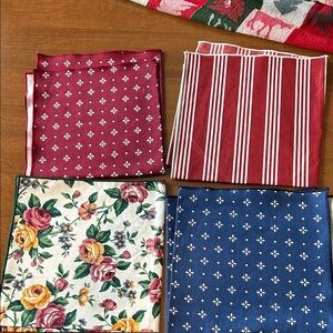 Set of Four Longaberger Floral and Striped Napkins